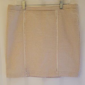 Willi Smith Seersucker Short Skirt Tan and White Striped Size 12